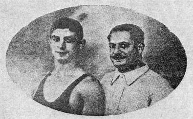 Alfred Nakache avec son entraineur
